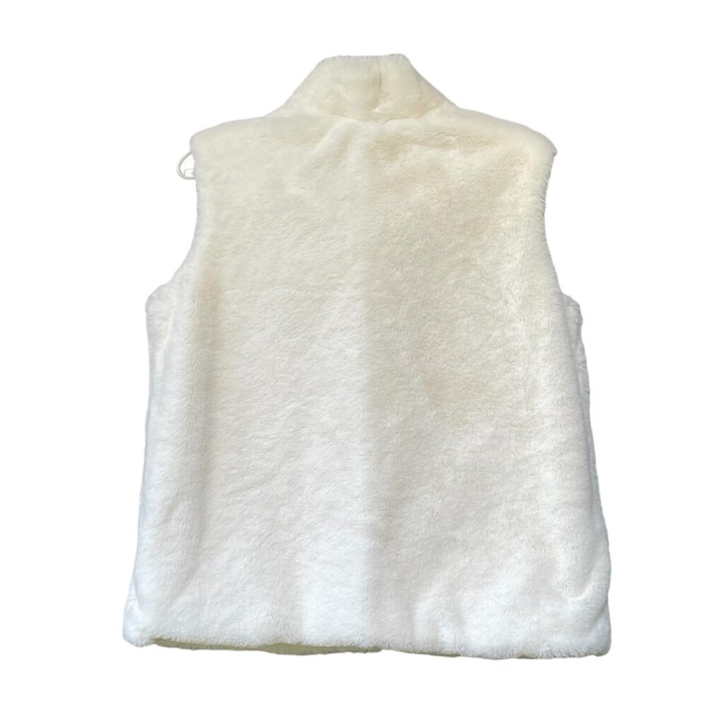 Hanna Andersson Winter White Faux Fur Snap Front Vest Girls Size 12 150cm - Picture 3 of 14